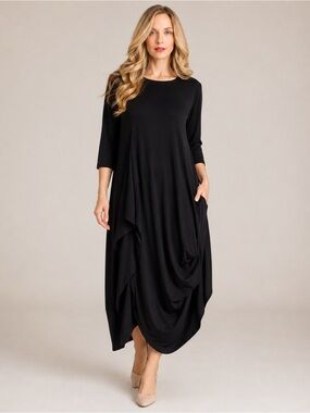 SYMPLI BLACK LAGENLOOK DRAMA BUSINESS CASUAL DRESS SZ 16